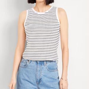 Old Navy Bestee Tank Top Women’s XL White Black Stripe Sleeveless Casual